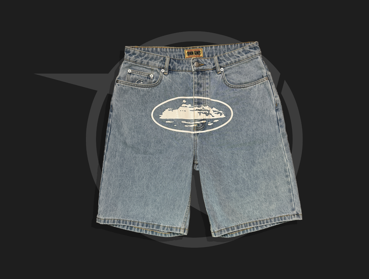 Corteiz Baggy Denim Shorts Stonewash