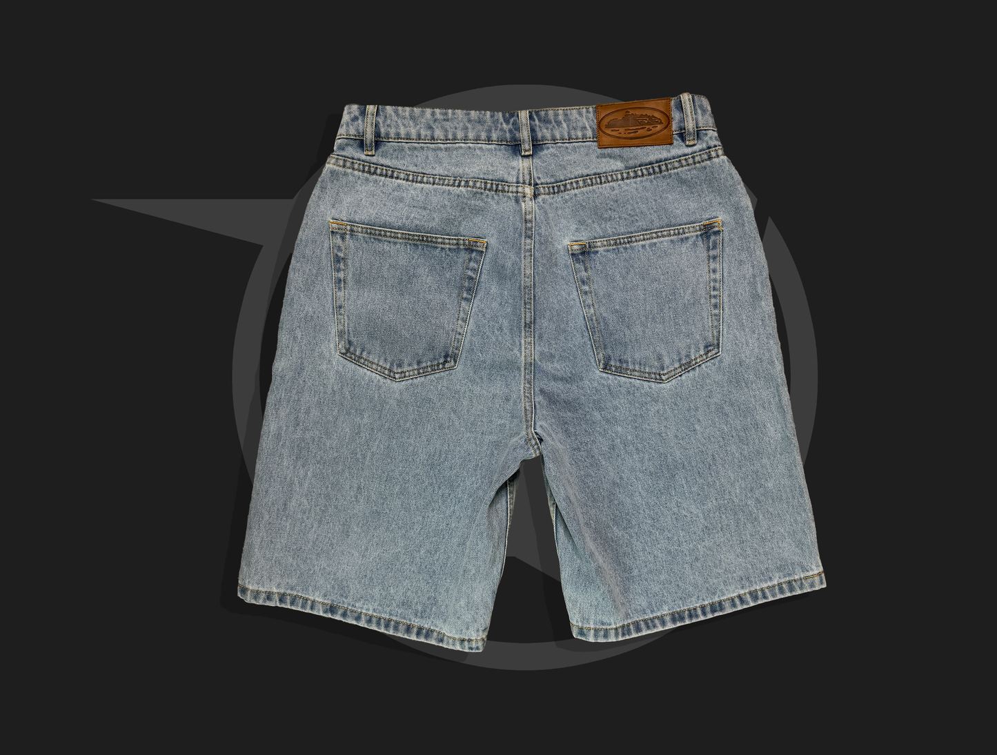 Corteiz Baggy Denim Shorts Stonewash