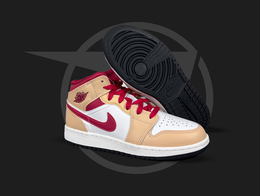 Jordan 1 Mid Light Curry Cardinal (GS)