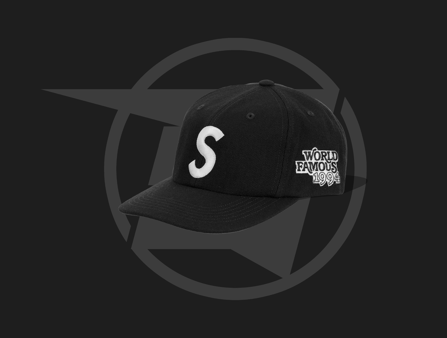 Supreme World Famous S Logo 6-Panel Black