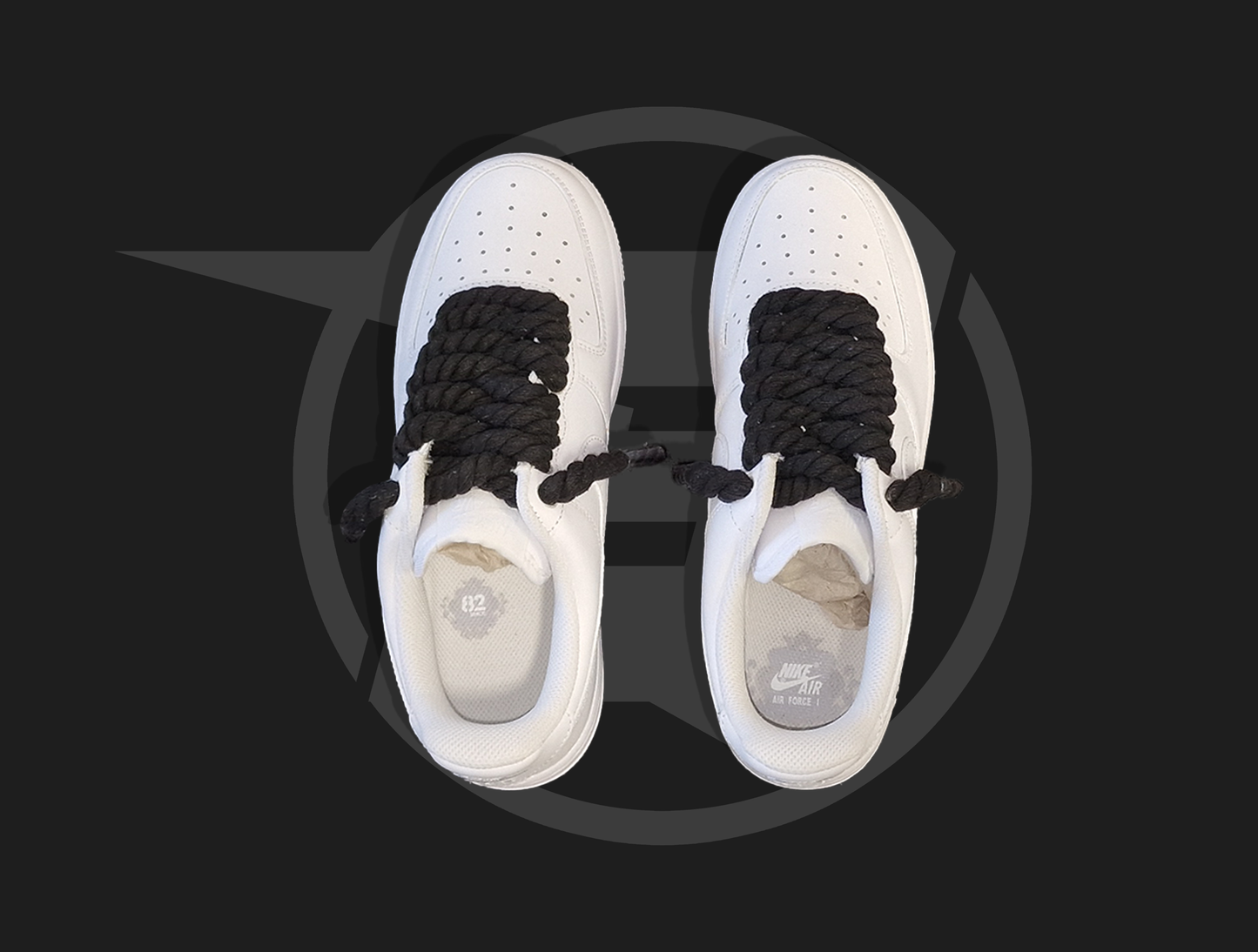 Nike Air Force 1 low White (čierne rope šnúrky)