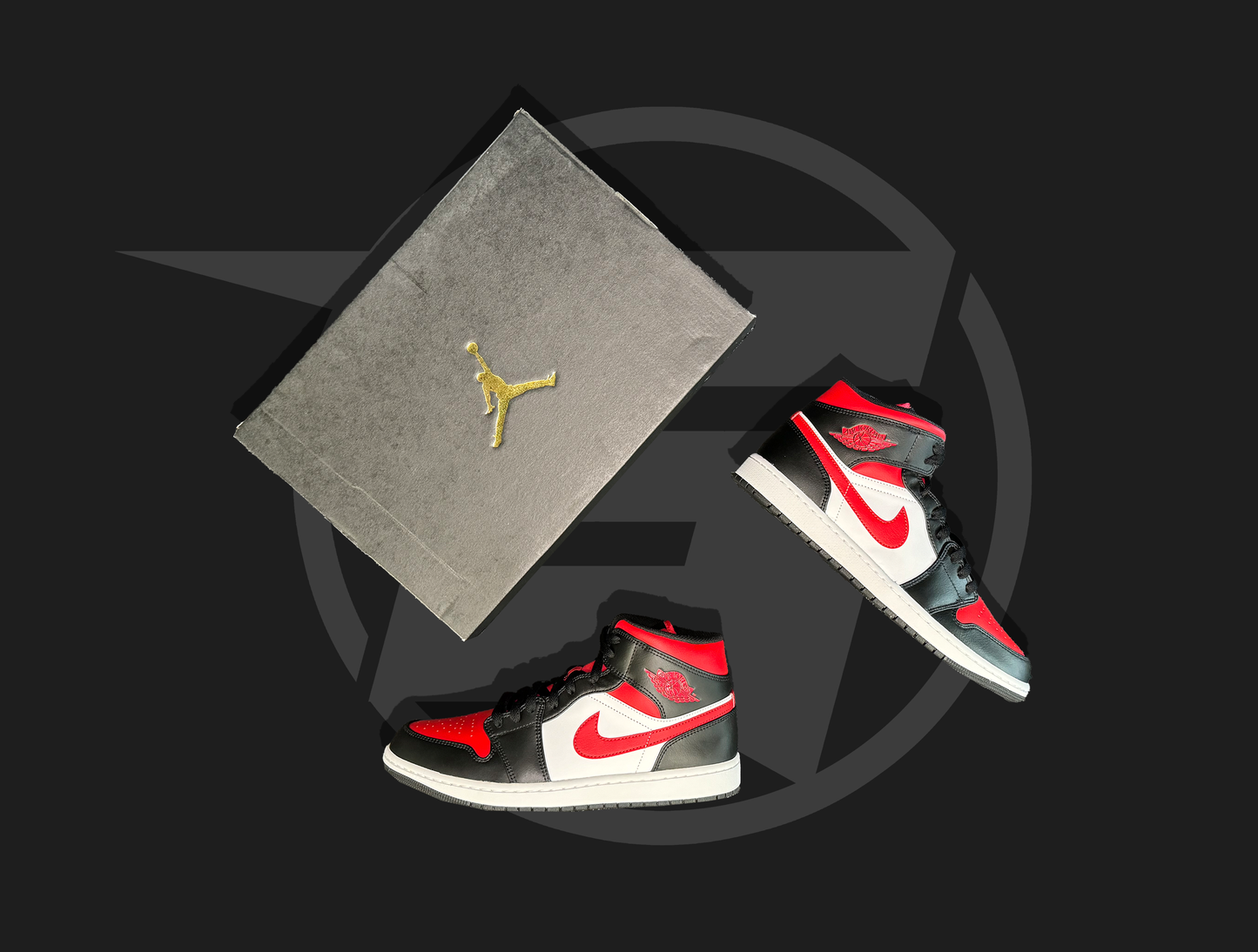 Air Jordan 1 Mid Black Fire Red