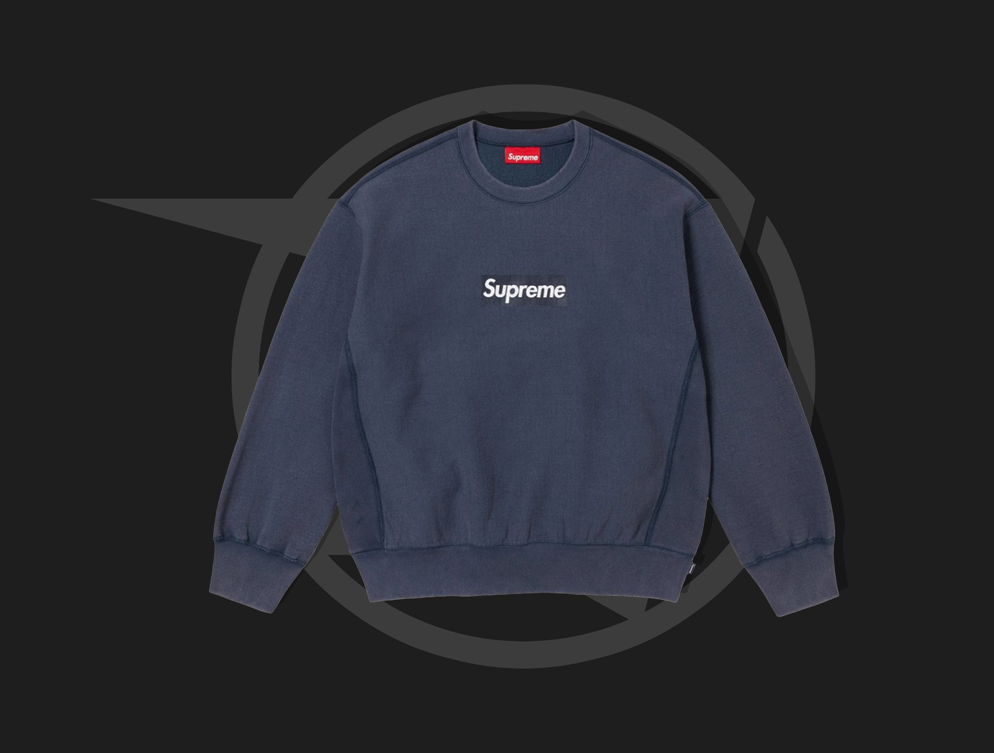 Supreme mikina Washed Box Logo Crewneck Navy