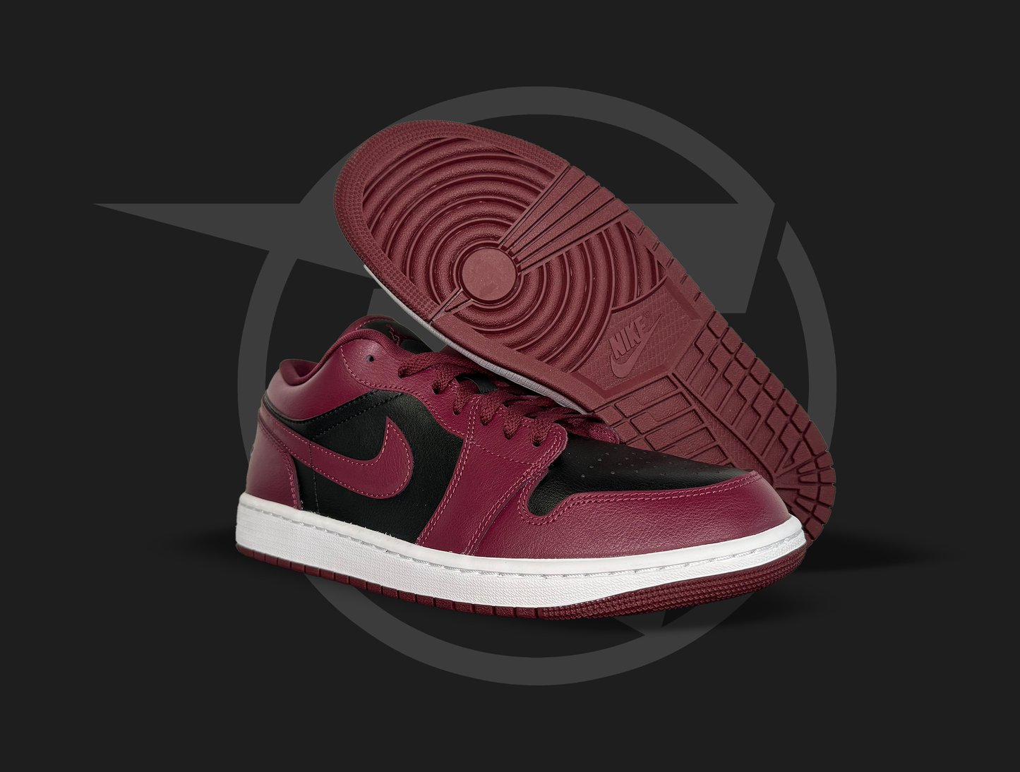 Jordan 1 Low Black Dark Beetroot