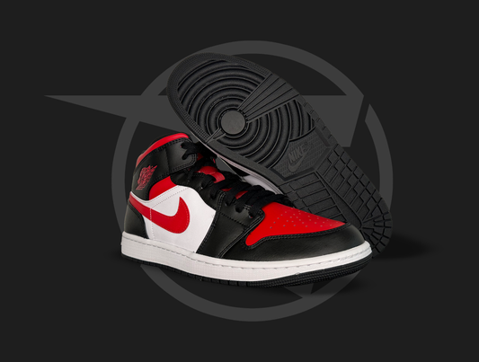 Jordan 1 Mid Black Fire Red