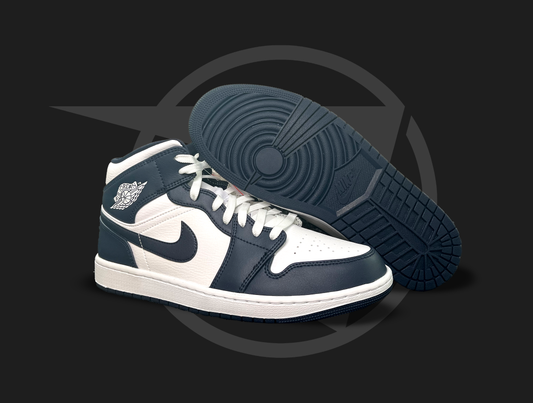 Jordan 1 Mid White Metalic Gold Obsidian