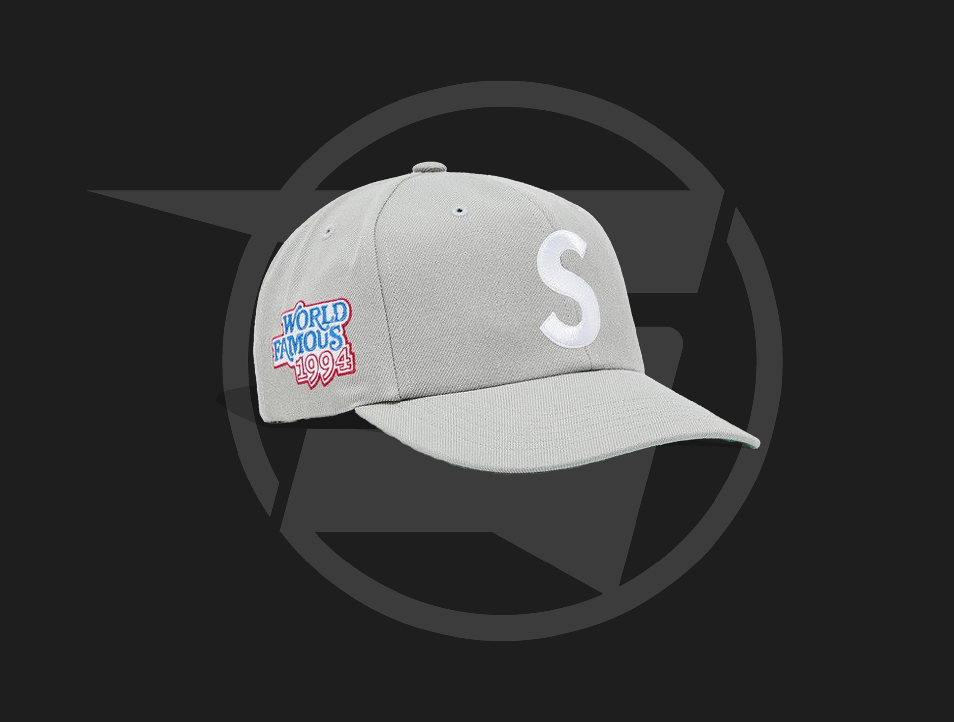 Supreme World Famous S Logo 6-Panel Grey – Signature.ynp