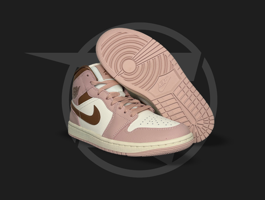 Jordan 1 Mid Pink Oxford Brown