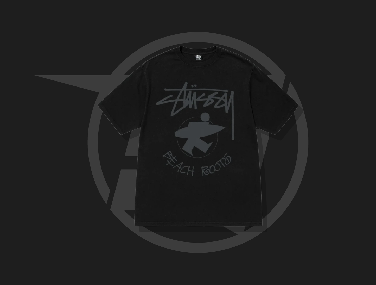 Stussy Beach Roots Pigment Dyed Tee Black