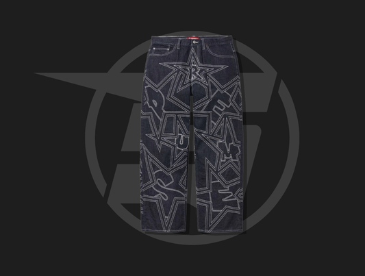 Supreme Stars Topstitch Baggy Jean Indigo