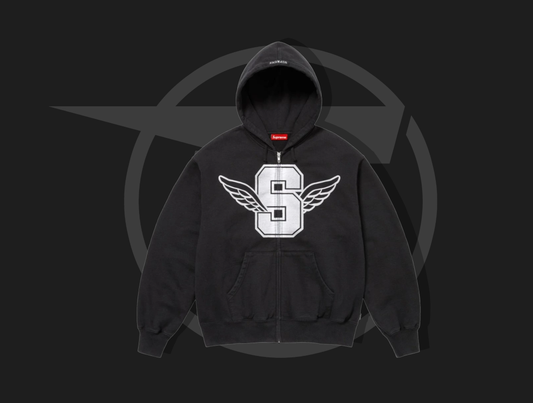Supreme Wings Zip Up Hooded Sweatshirt Black