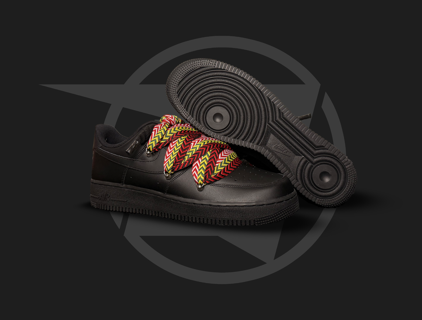 Nike Air Force 1 Black Lanvin Rope Laces Multicolor