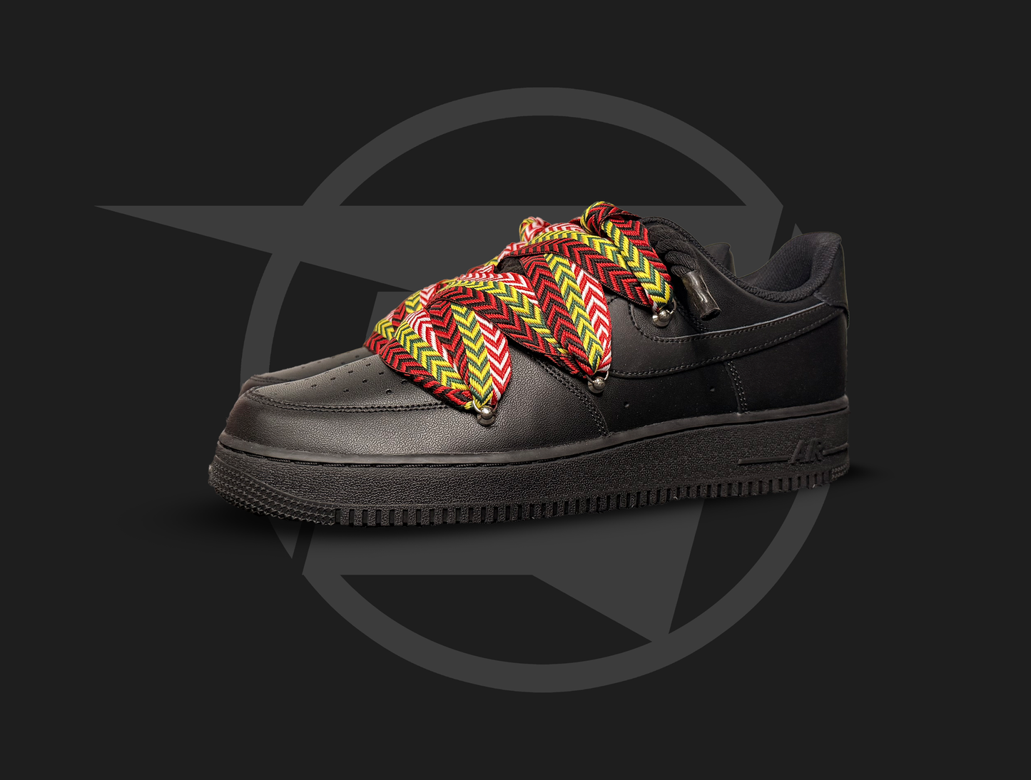 Nike Air Force 1 Black Lanvin Rope Laces Multicolor