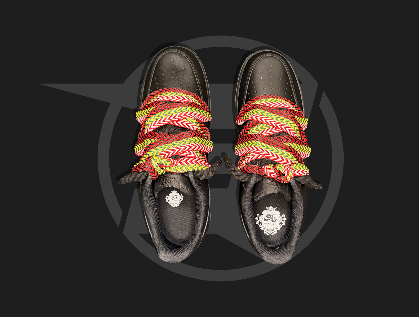 Nike Air Force 1 Black Lanvin Rope Laces Multicolor