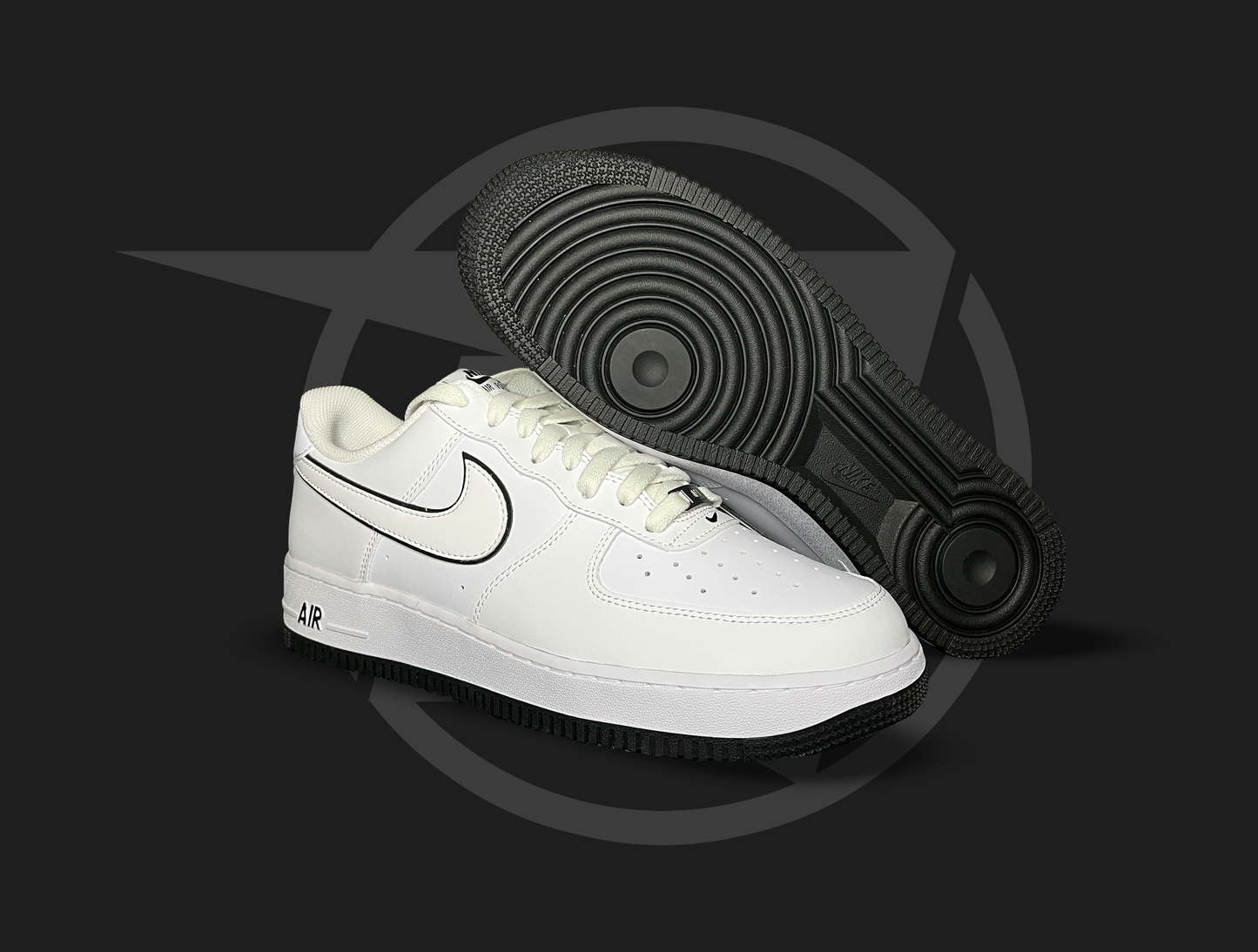 Air Force 1 White Black Outline Swoosh