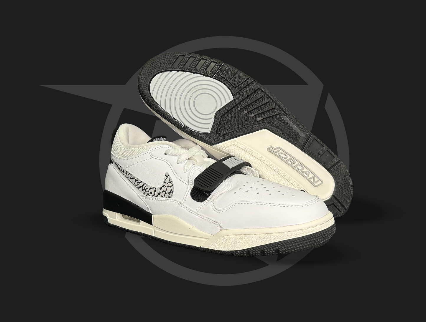 Jordan Legacy 312 Low White Black Elephant Swoosh