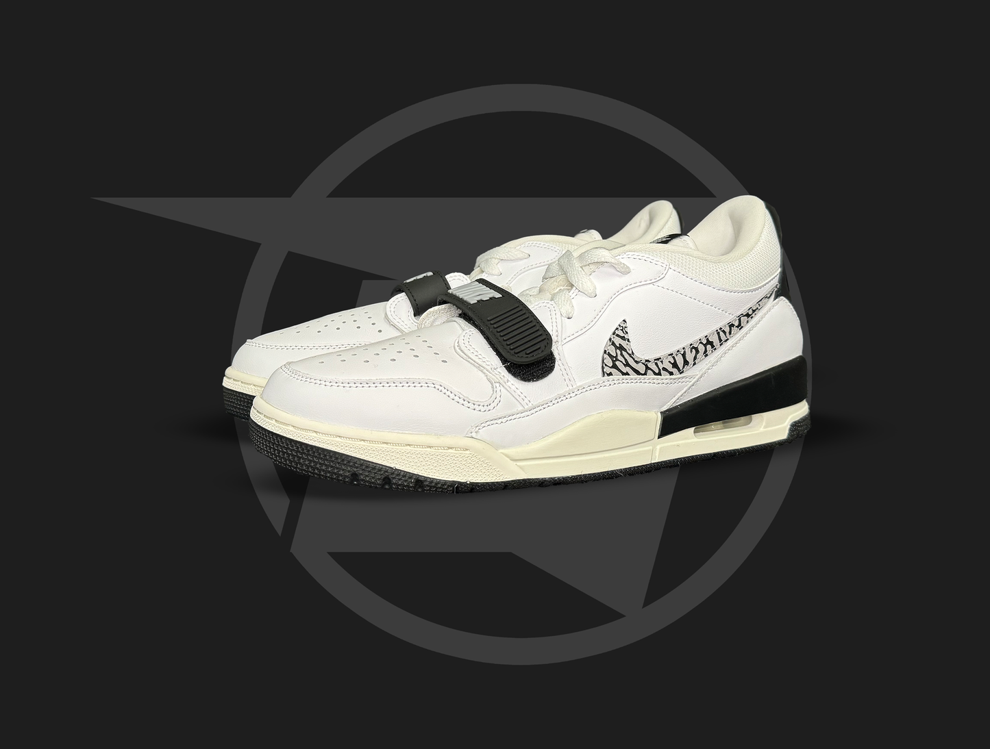 Jordan Legacy 312 Low White Black Elephant Swoosh