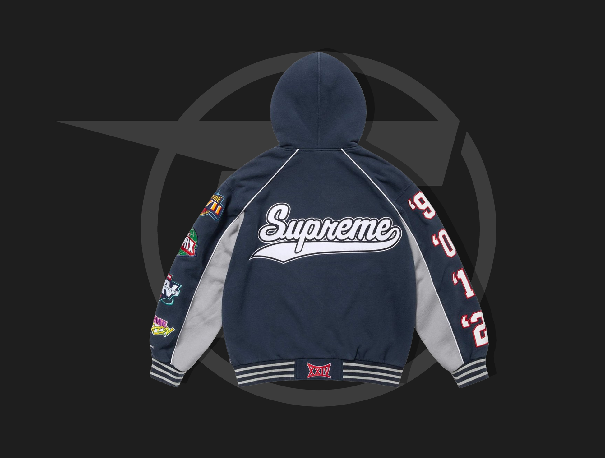 Supreme mikina Playoffs Zip Up Hooded Sweatshirt Navy