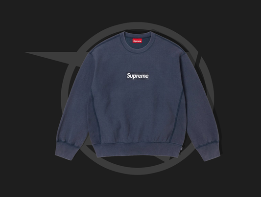 Supreme mikina Washed Box Logo Crewneck Navy