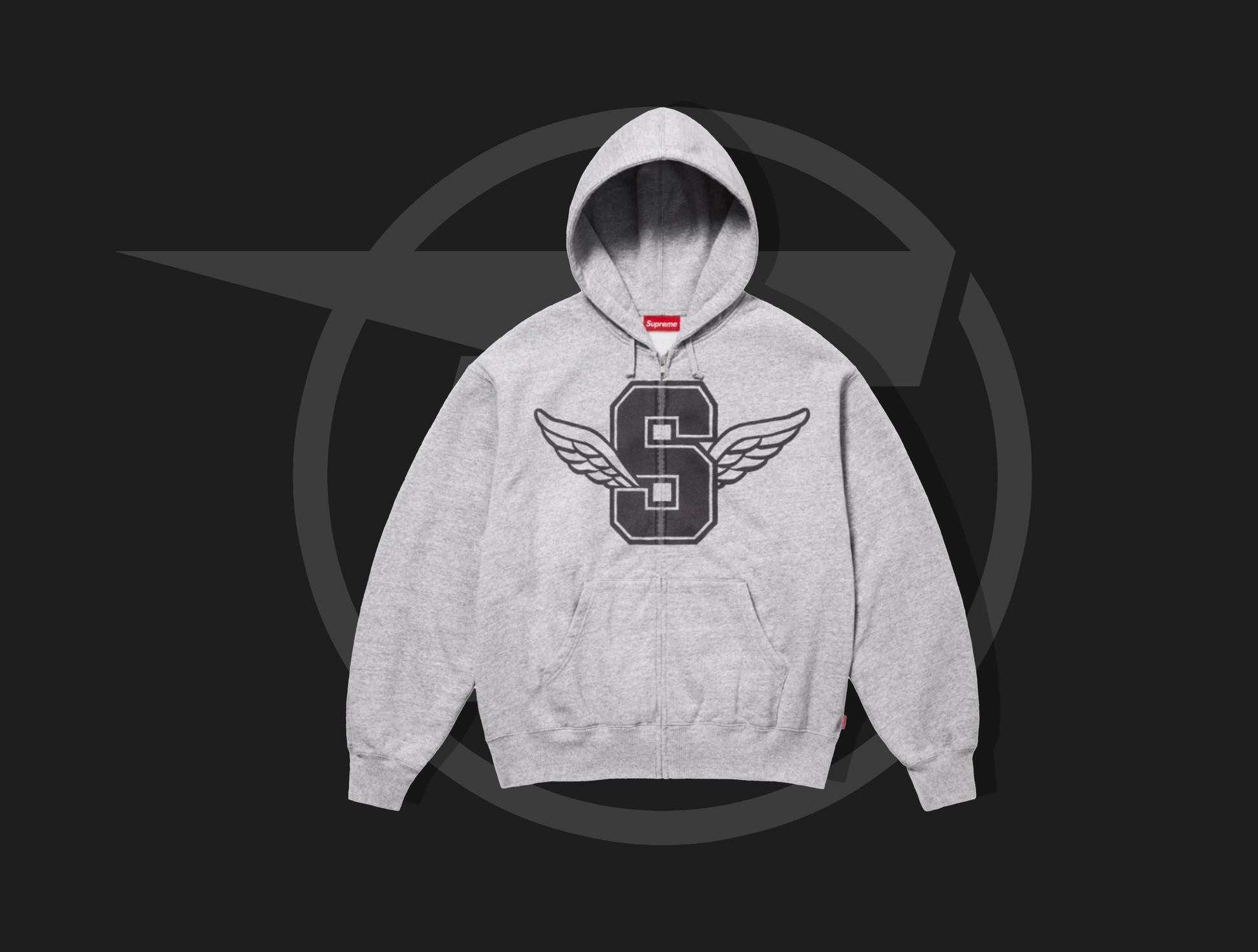 Supreme mikina Wings Zip Up Hooded Sweatshirt Heather Grey